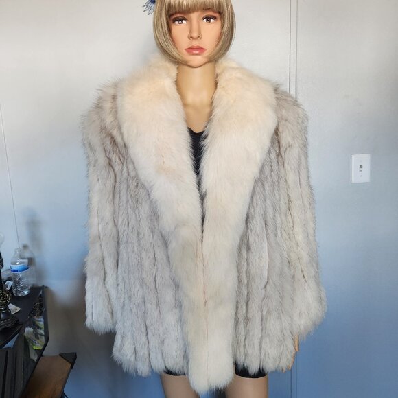 #702 Large Fox blue fox fur coat. - Picture 1 of 4